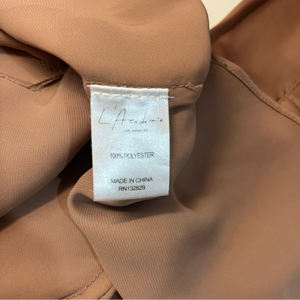 L’Academie Cadet Blazer Buttoned Long Sleeve Mini Dress in Brown Satin, size S - Picture 12 of 15